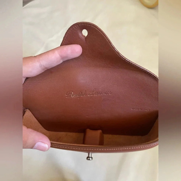 VTG, RALPH LAUREN Brown Calfskin Leather Sunglasses Case 6.5"x2.5” Made in Italy - Picture 4 of 5